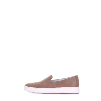 Shop Santoni Men's Beige Suede Slip On Sneakers