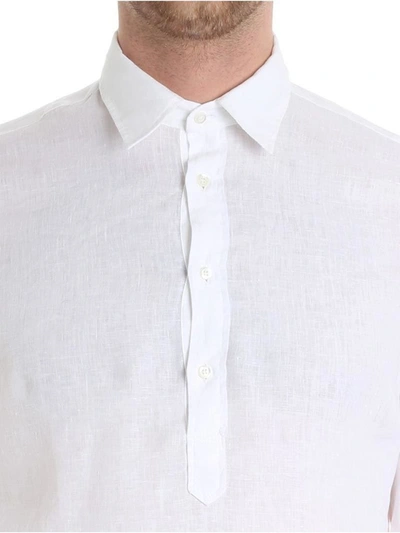 Shop Aspesi Men's White Linen Shirt