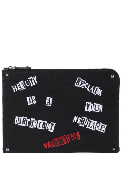 Shop Valentino Garavani Men's Black Fabric Pouch