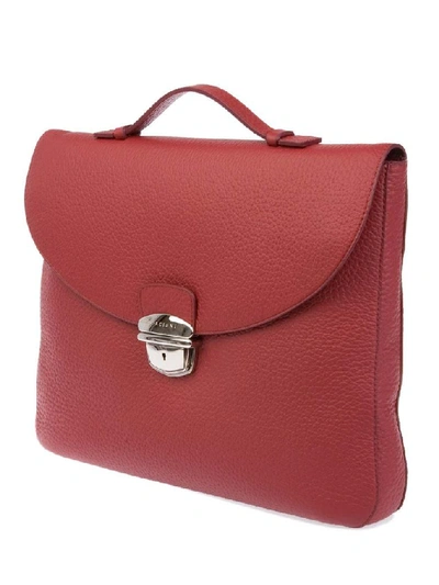 Shop Orciani Men's Red Leather Briefcase