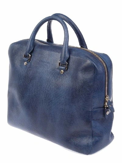 Shop Orciani Men's Blue Leather Briefcase