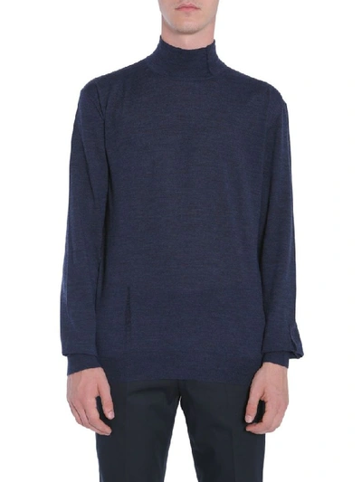 Shop Lanvin Men's Blue Wool Sweatshirt