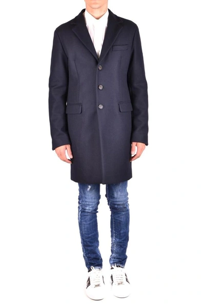 Shop Dsquared2 Men's Blue Wool Coat