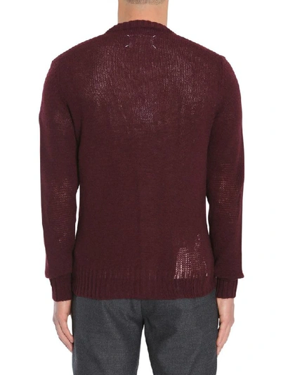 Shop Maison Margiela Men's Burgundy Wool Cardigan