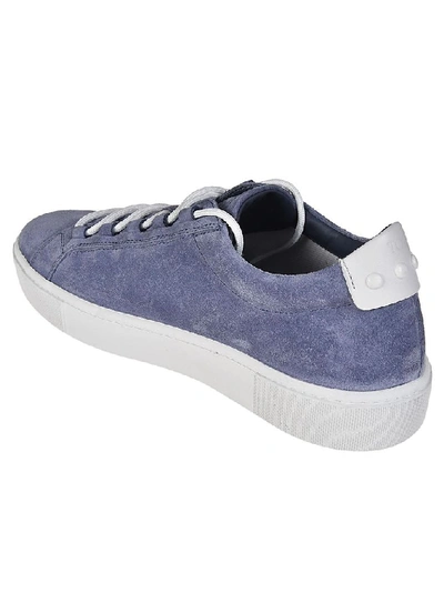 Shop Tod's Men's Light Blue Leather Sneakers