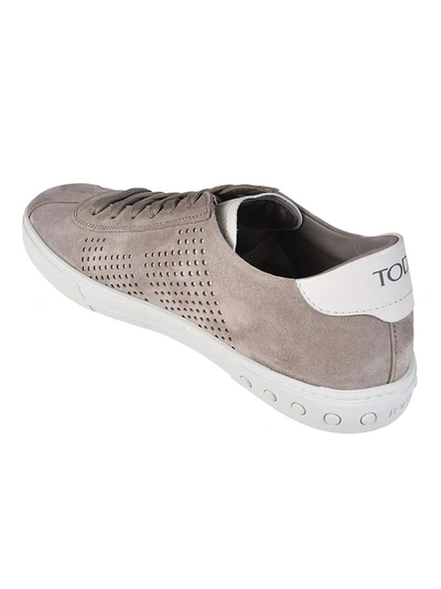 Shop Tod's Men's Grey Suede Sneakers