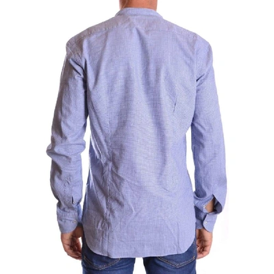 Shop Manuel Ritz Men's Blue Cotton Shirt