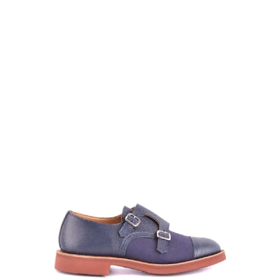 Shop Tricker's Men's Blue Leather Monk Strap Shoes