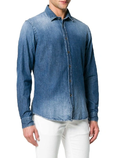 Shop Dondup Men's Blue Cotton Shirt
