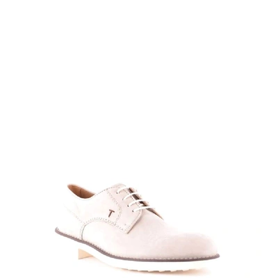 Shop Tod's Men's White Suede Lace-up Shoes