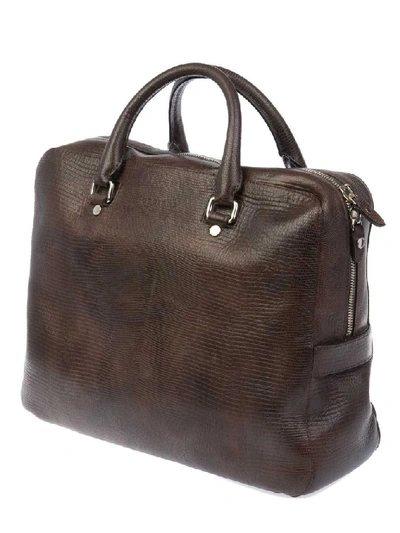 Shop Orciani Men's Brown Leather Briefcase