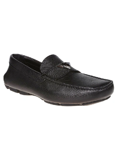 Shop Prada Men's Black Leather Loafers