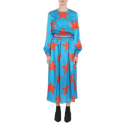 Shop Msgm Women's Light Blue Silk Dress