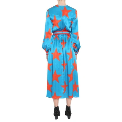 Shop Msgm Women's Light Blue Silk Dress