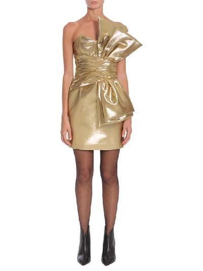 Shop Saint Laurent Women's Gold Cotton Dress