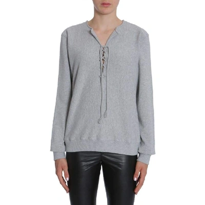 Shop Saint Laurent Women's Grey Cotton Sweatshirt