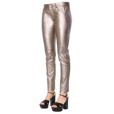 Shop Saint Laurent Women's Gold Leather Pants