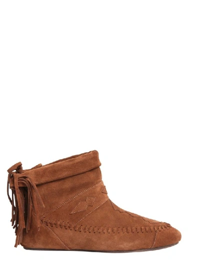 Shop Saint Laurent Women's Brown Leather Ankle Boots