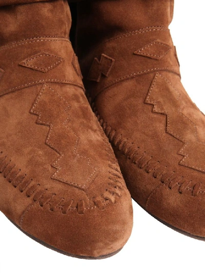 Shop Saint Laurent Women's Brown Leather Ankle Boots