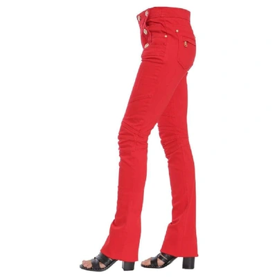 Shop Balmain Women's Red Cotton Pants