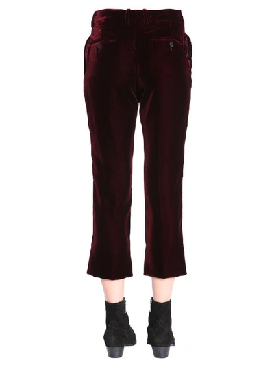 Shop Saint Laurent Women's Burgundy Viscose Pants