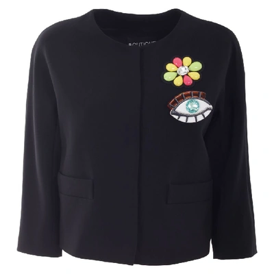 Shop Boutique Moschino Women's Black Acetate Outerwear Jacket