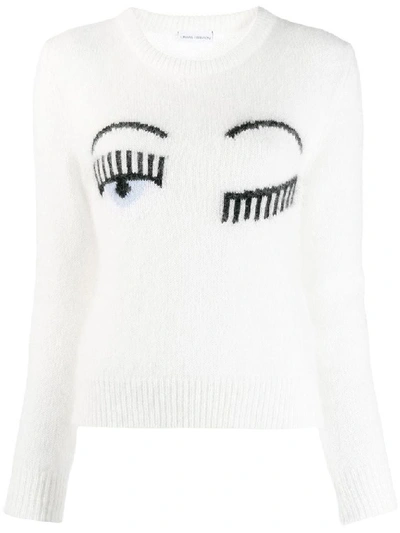 Shop Chiara Ferragni Women's White Wool Sweater