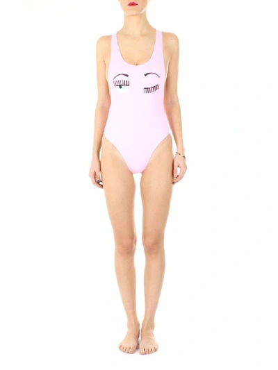 Shop Chiara Ferragni Women's Pink Polyester One-piece Suit