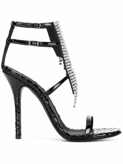 Shop Giuseppe Zanotti Design Women's Black Leather Sandals