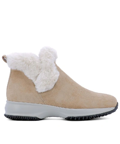 Shop Hogan Women's Beige Leather Ankle Boots