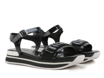 Shop Hogan Women's Black Patent Leather Sandals