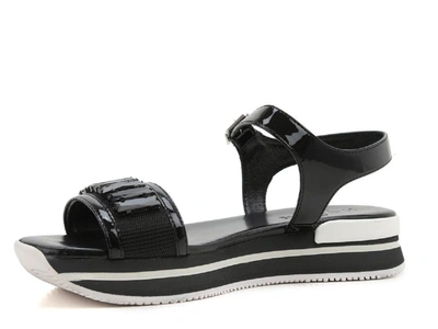 Shop Hogan Women's Black Patent Leather Sandals