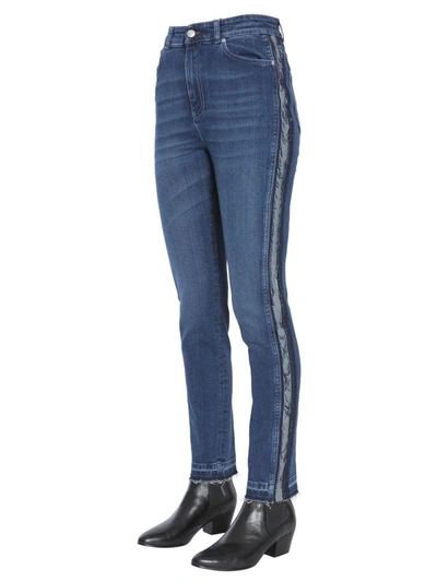 Shop Alexander Mcqueen Women's Blue Cotton Jeans