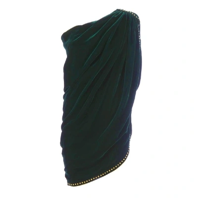 Shop Saint Laurent Women's Green Velvet Dress