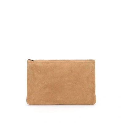 Shop Balmain Women's Beige Suede Pouch