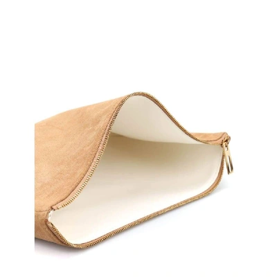 Shop Balmain Women's Beige Suede Pouch