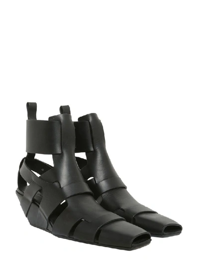 Shop Rick Owens Women's Black Leather Sandals