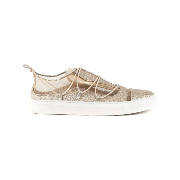 gold glitter slip on sneakers