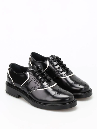 Shop Tod's Women's Black Leather Lace-up Shoes