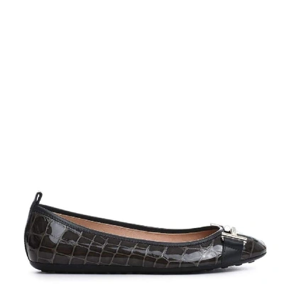 Shop Tod's Women's Grey Patent Leather Flats