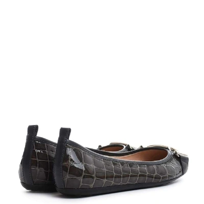 Shop Tod's Women's Grey Patent Leather Flats