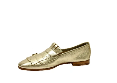 Shop Santoni Women's Gold Leather Monk Strap Shoes