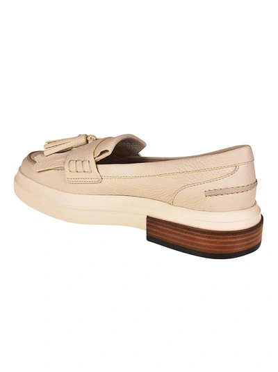Shop Tod's Women's Beige Leather Loafers