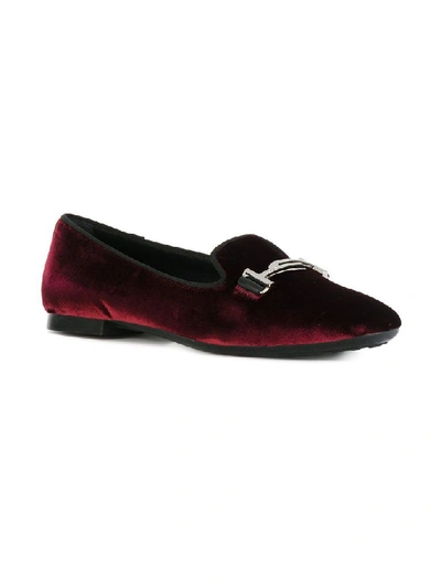 Shop Tod's Women's Burgundy Velvet Loafers