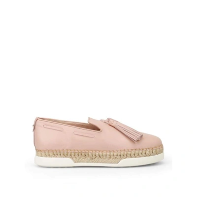 Shop Tod's Women's Pink Leather Slip On Sneakers