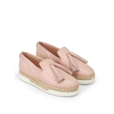 Shop Tod's Women's Pink Leather Slip On Sneakers