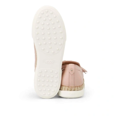 Shop Tod's Women's Pink Leather Slip On Sneakers