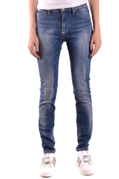 Shop Philipp Plein Women's Blue Cotton Jeans