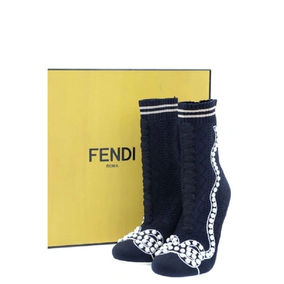 Shop Fendi Women's Blue Leather Ankle Boots