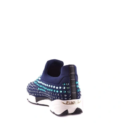 Shop Pinko Women's Blue Fabric Slip On Sneakers